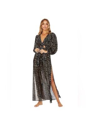 Beach Riot Shiloh Coverup Midi Dress Black Gold Metallic NWOT